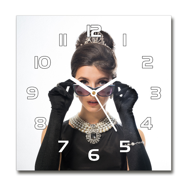 Reloj de pared cuadrado Mujer con gafas