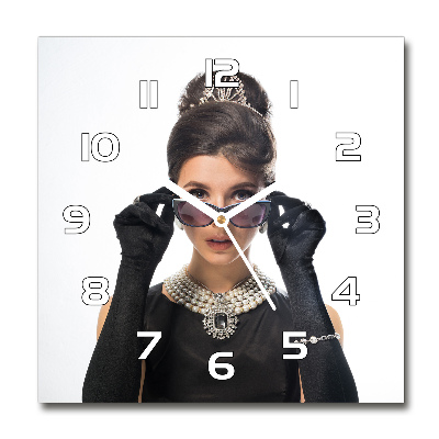 Reloj de pared cuadrado Mujer con gafas