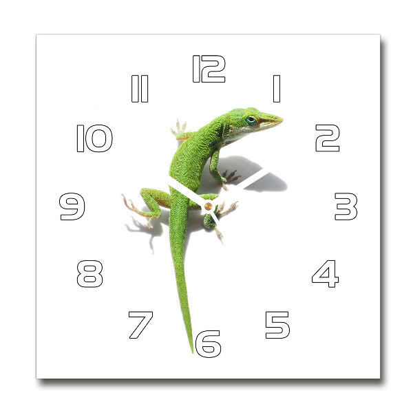 Reloj de pared cuadrado lagarto verde