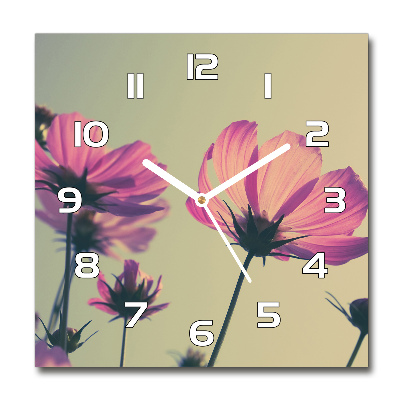 Reloj de pared cuadrado flores rosas