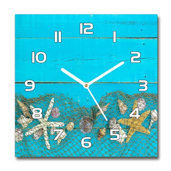 Reloj cuadrado Estrellas de mar y conchas