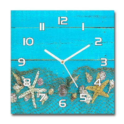 Reloj cuadrado Estrellas de mar y conchas