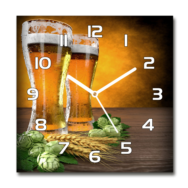 Reloj cuadrado Dos vasos de cerveza