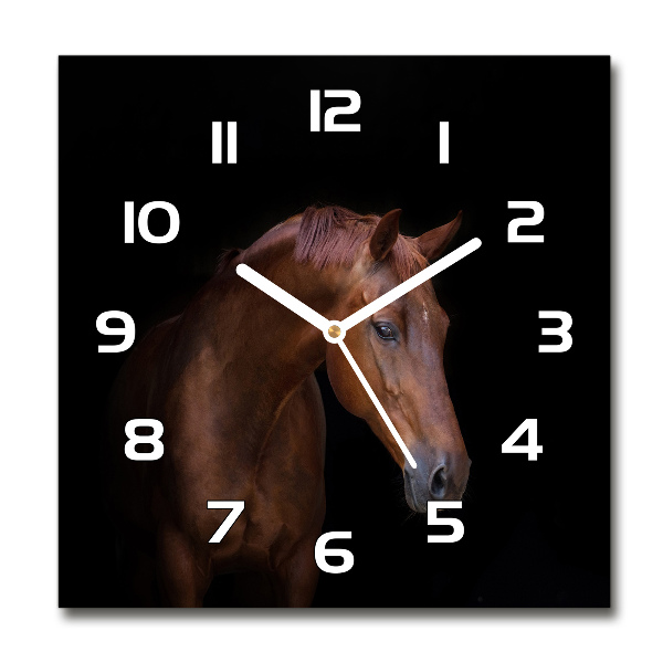 Reloj de pared cuadrado Caballo marrón