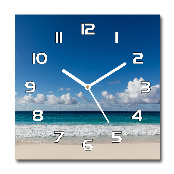 Reloj de pared cuadrado Playa de Seychelles