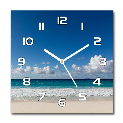 Reloj de pared cuadrado Playa de Seychelles