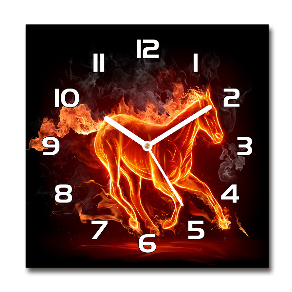 Reloj cuadrado Caballo en llamas