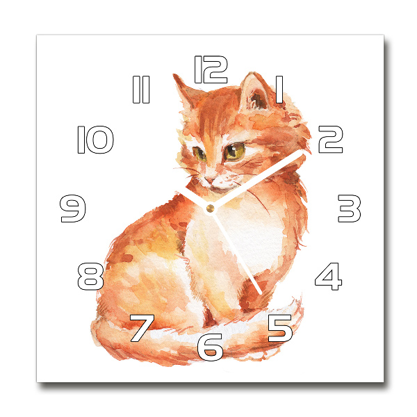 Reloj de pared cuadrado Gato pelirrojo