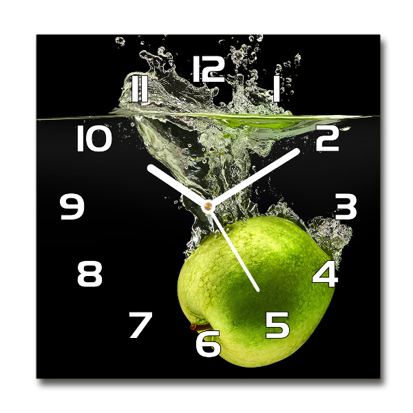 Reloj de pared cuadrado manzanas verdes