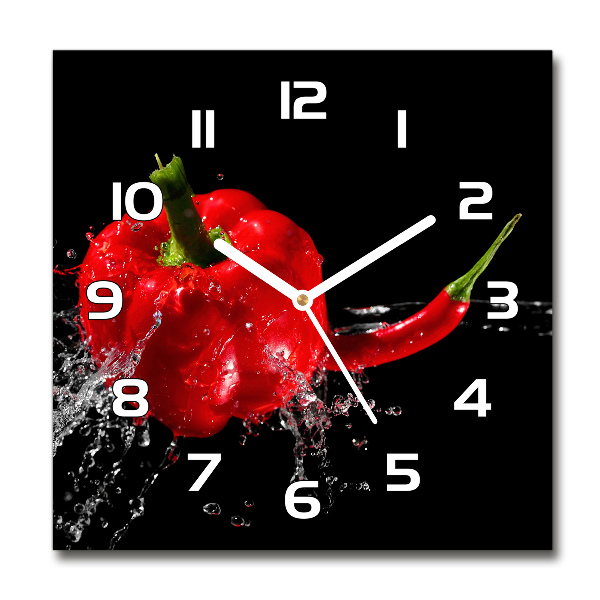 Reloj cuadrado pimientos rojos