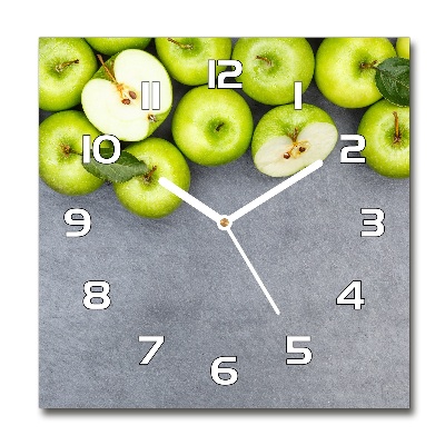 Reloj cuadrado manzanas verdes