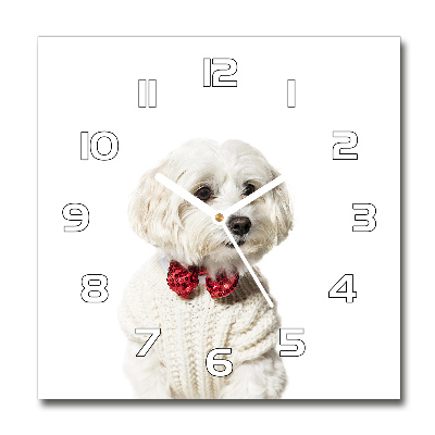 Reloj de pared cuadrado Maltés con pajarita