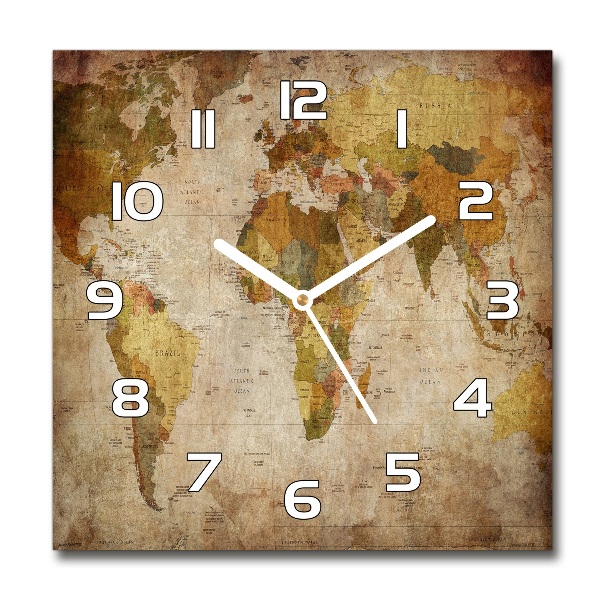 Reloj de pared cuadrado Mapa político