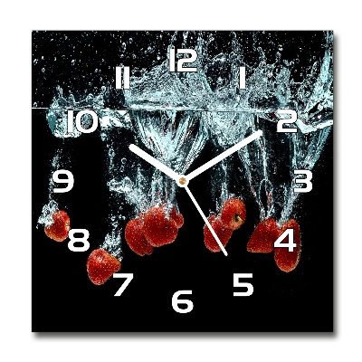 Reloj de pared cuadrado Fresas bajo el agua