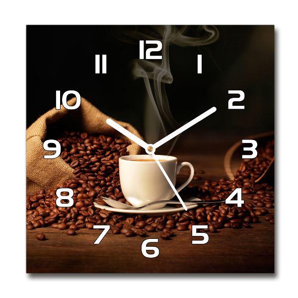 Reloj de pared cuadrado Café en una taza