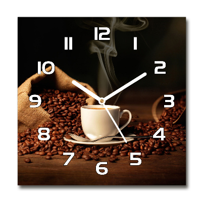 Reloj de pared cuadrado Café en una taza