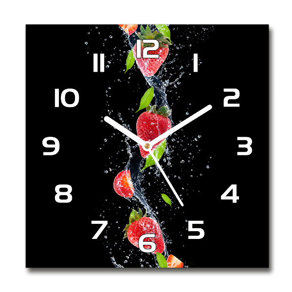 Reloj de pared cuadrado Fresas y agua