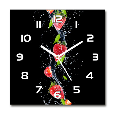 Reloj de pared cuadrado Fresas y agua