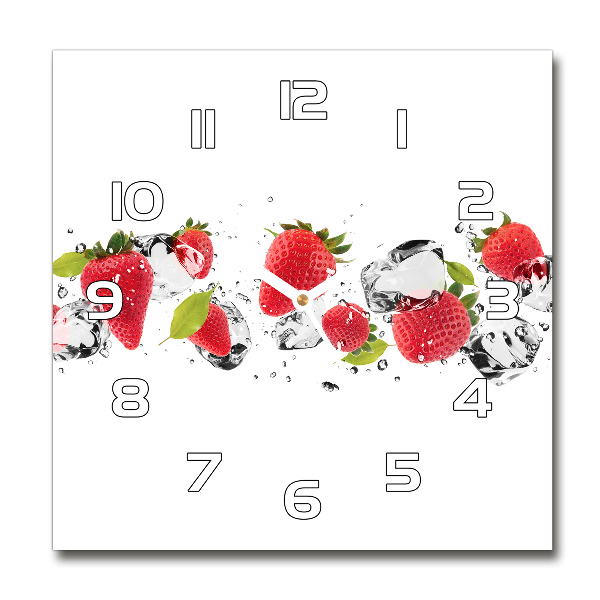 Reloj de pared cuadrado Fresas y agua