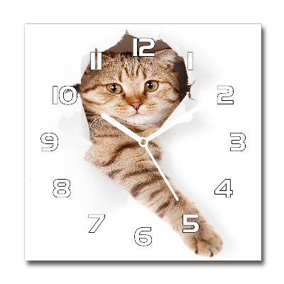 Reloj de pared cuadrado Gato