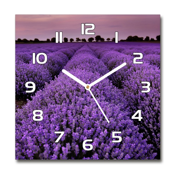 Reloj de pared cuadrado campo de lavanda