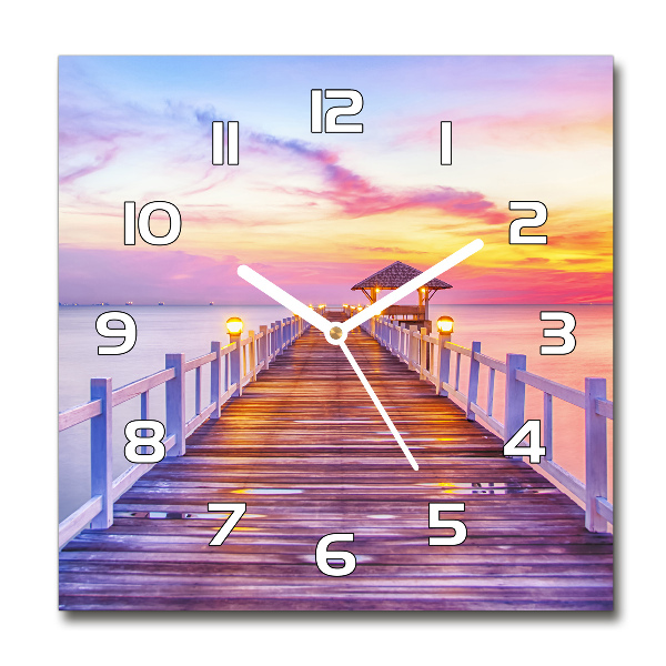 Reloj de pared cuadrado Muelle de madera