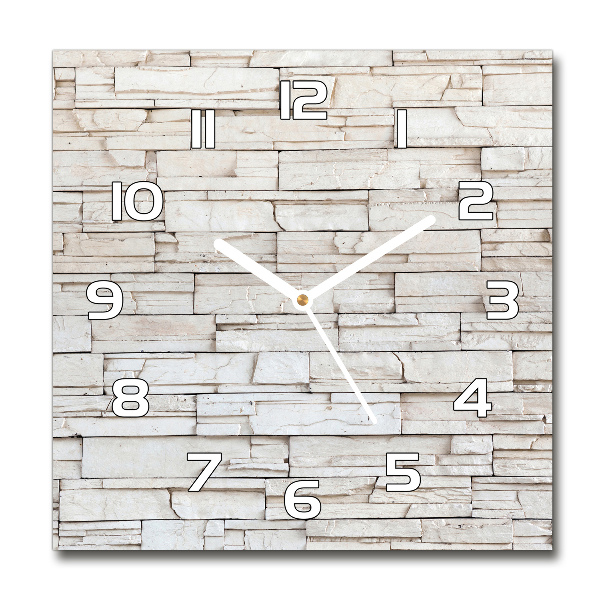 Reloj cuadrado Muro de piedra blanca