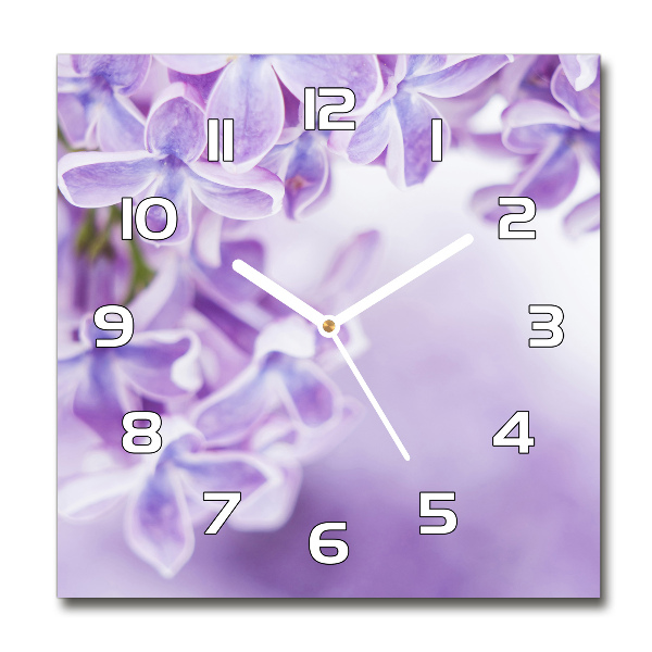 Reloj de pared cuadrado flores lilas