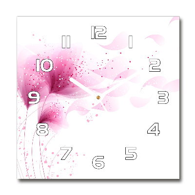 Reloj de pared cuadrado Flor rosa
