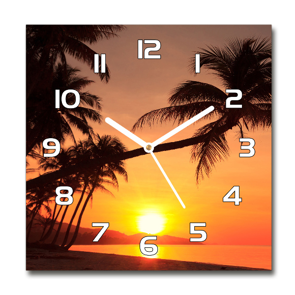 Reloj de pared cuadrado Playa al atardecer