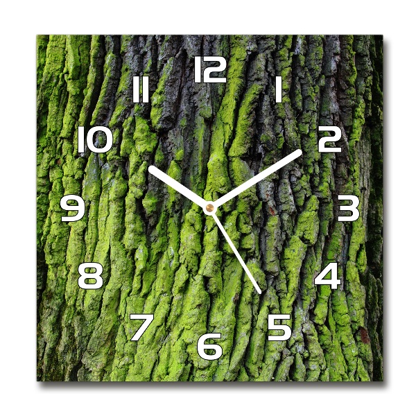 Reloj de pared cuadrado corteza de árbol