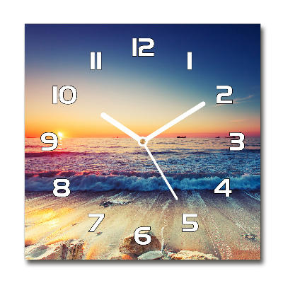 Reloj de pared cuadrado Amanecer en el mar