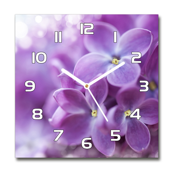 Reloj de pared cuadrado flores lilas