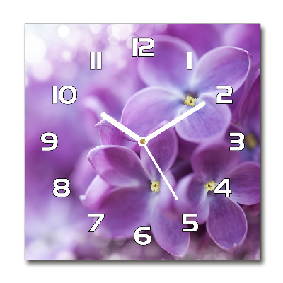 Reloj de pared cuadrado flores lilas