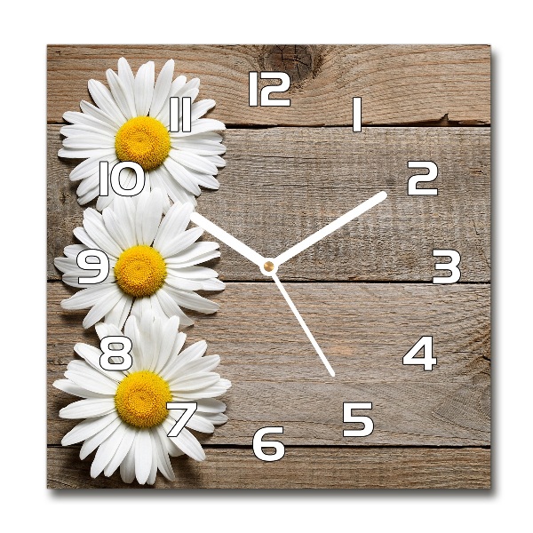 Reloj de pared cuadrado Madera de margaritas