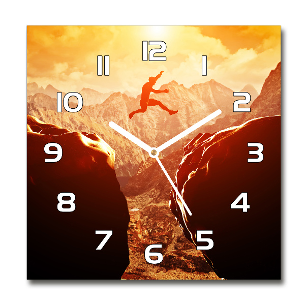Reloj de pared cuadrado Saltar sobre el abismo