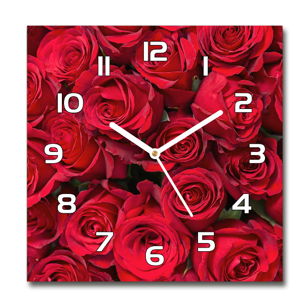 Reloj cuadrado rosas rojas