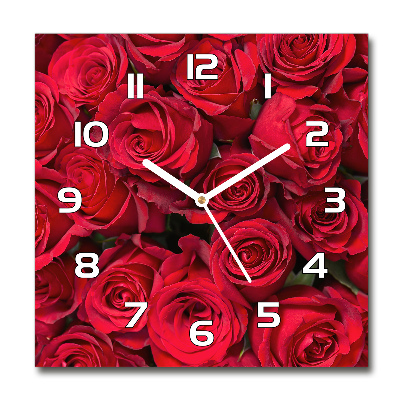 Reloj cuadrado rosas rojas