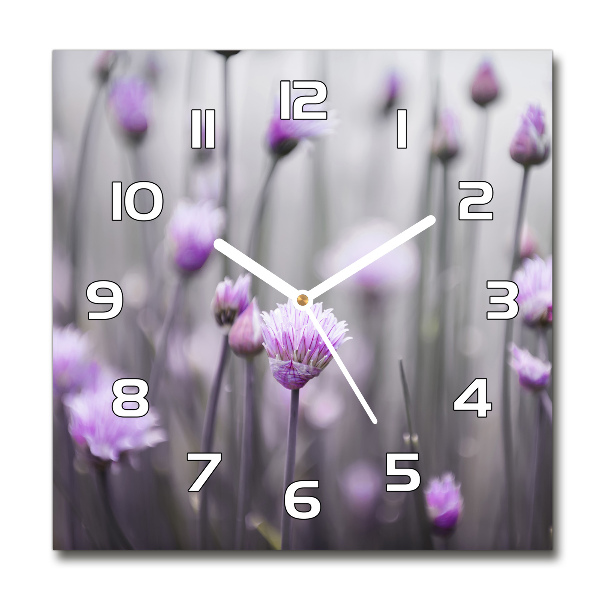 Reloj de pared cuadrado flores de cebollino