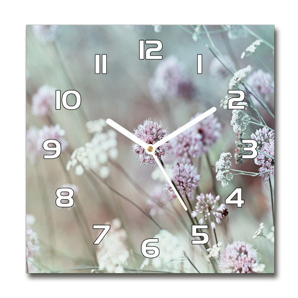 Reloj de pared cuadrado flores silvestres