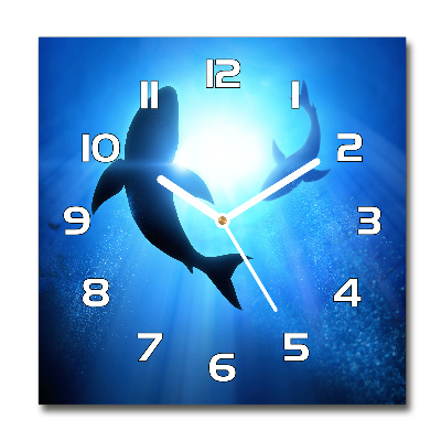 Reloj cuadrado Dos tiburones