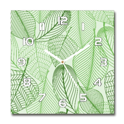 Reloj de pared cuadrado Patrón de hojas
