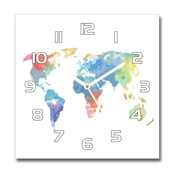 Reloj cuadrado Mapa del mundo