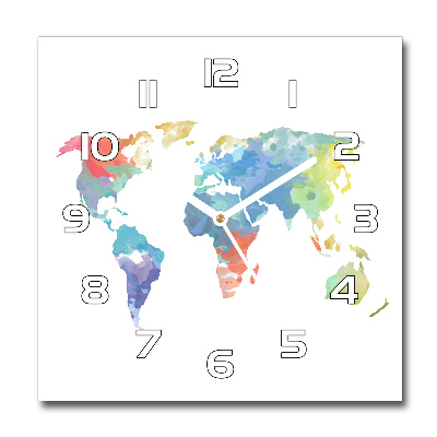 Reloj cuadrado Mapa del mundo