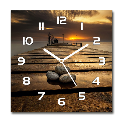 Reloj de pared cuadrado Muelle de madera