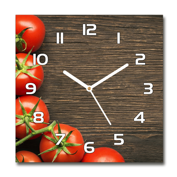 Reloj cuadrado Tomates en madera