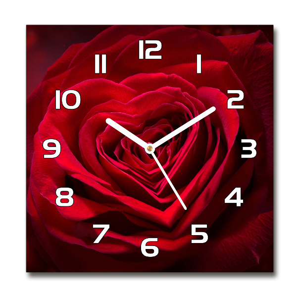 Reloj cuadrado Corazón de rosa roja