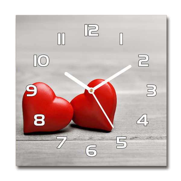 Reloj de pared cuadrado Corazones en madera