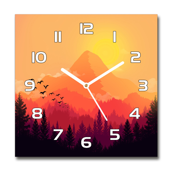Reloj de pared cuadrado paisaje de montaña
