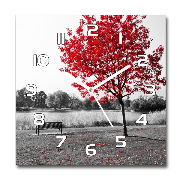 Reloj cuadrado Árbol rojo